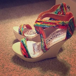 Multi color wedge shoe